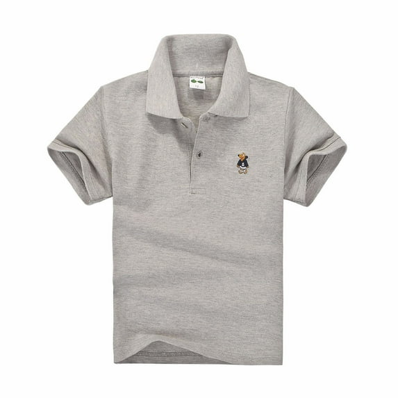 LIUYUNNN ToddlerStripes Polo Shirts Boys Short Sleeve Kids Grey Button down Shirt Boys School Uniform Shirts Classic 12-18 Months Boys Size ShirtsBoys Girls Four Seasons Outfits