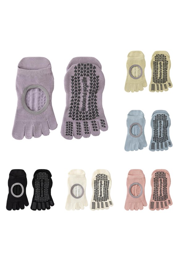 Tough Land Thermal Socks Grip Socks With Silicone Padding Toe Separator Yoga Workout Athletic Socks Arch Support Breathable, One Size