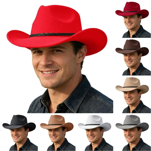 LIUYUNNN Western Hat Bands for Cowboy Hats Leather Adult Western Cowboy Hat Fedora For Stylish Outdoor, One Size