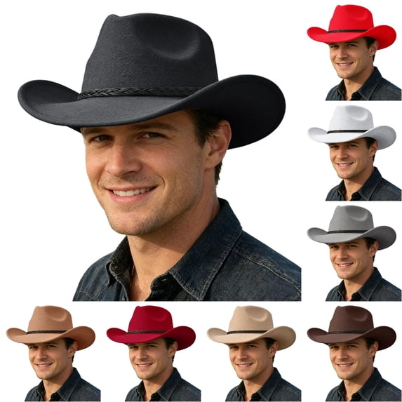LIUYUNNN Western Hat Bands for Cowboy Hats Leather Adult Western Cowboy Hat Fedora For Stylish Outdoor, One Size