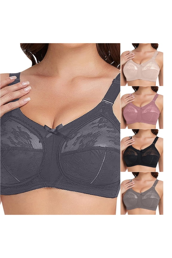 Women's Plus Size Bra Minimiser Lace Full Coverage Firm Hold Non Padded Non Wired Bra with Back Support, Size 44