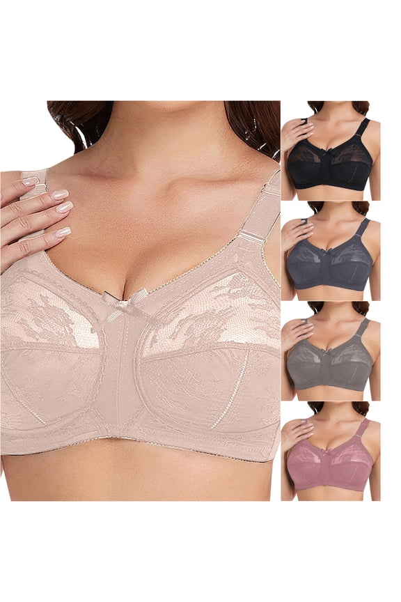 Women's Plus Size Bra Minimiser Lace Full Coverage Firm Hold Non Padded Non Wired Bra with Back Support, Size 46