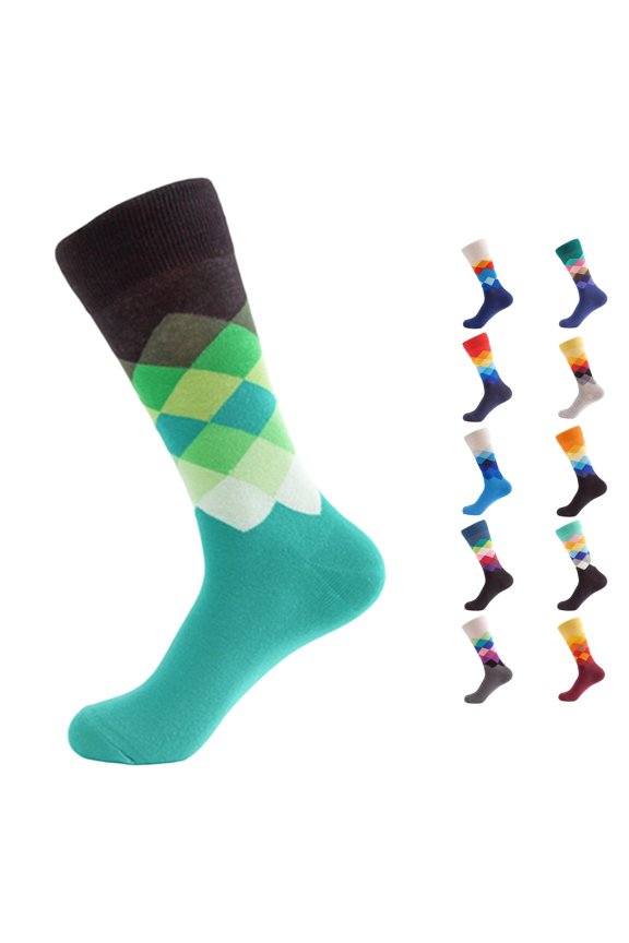 Women's Running Socks Unisex Socks With Pattern For Classic British Style Crew Length Colorful Knit Hosiery, One Size