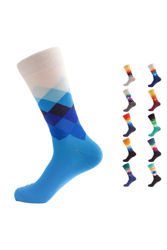 Women's Running Socks Unisex Socks With Pattern For Classic British Style Crew Length Colorful Knit Hosiery, One Size