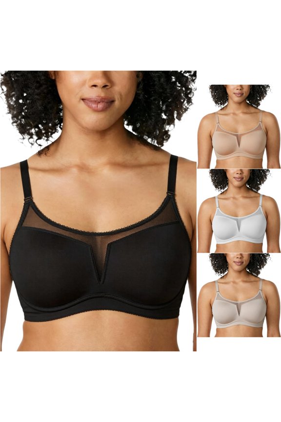 Womens Push Up Bra Lifts Bust Conceals Side Sagging Mesh Sheer Coverage Wirefree Small Bras, Size M