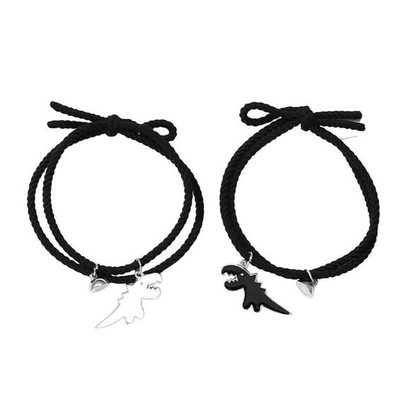 LIUZHIPENG 2 PCS Dinosaur Couple Bracelet Magnetic Matching Bracelet Long Distance Relationship Bracelets, Cute Dinosaur Charm Rope Bracelet Jewelry Gift for Friendship Lover Couples S8O1