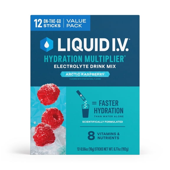 Liquid I.V. Arctic Raspberry Hydration Multiplier Powdered Electrolyte Drink Mix, 12 Count Packets