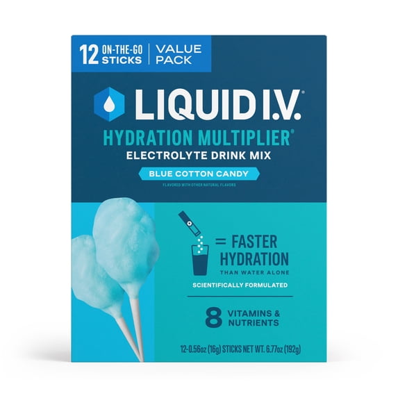 Liquid I.V.® Blue Cotton Candy Hydration Multiplier® Powdered Electrolyte Drink Mix, 12 Count Packets