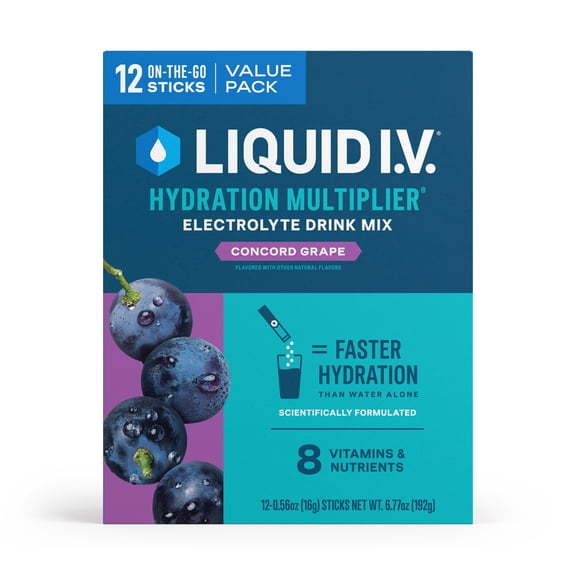 Liquid I.V. Concord Grape Hydration Multiplier Powdered Electrolyte Drink Mix, 12 Count Packets