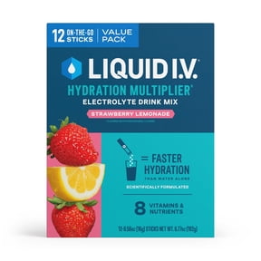 Liquid I.V. Strawberry Lemonade Hydration Multiplier Powdered Electrolyte Drink Mix, 12 Count Packets