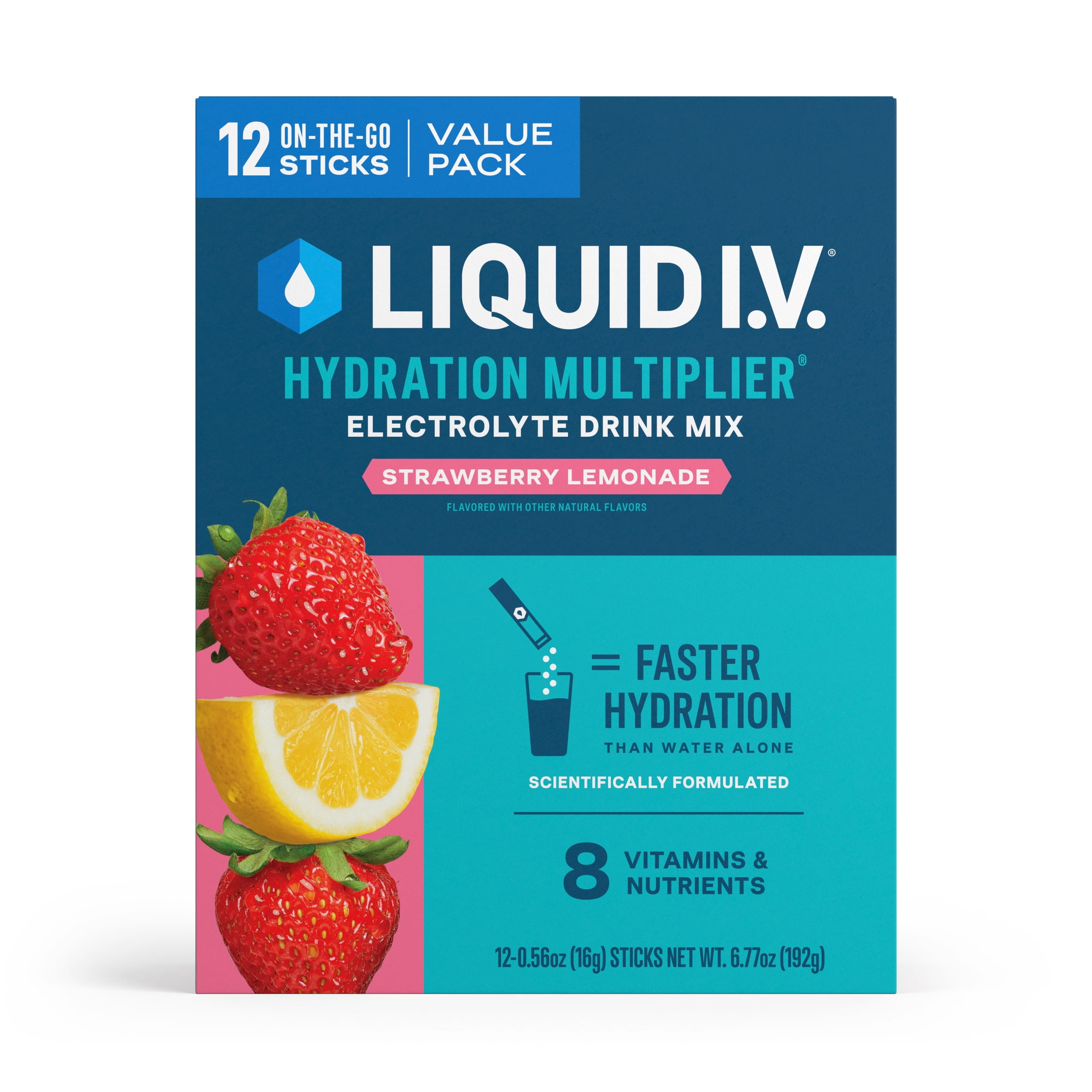Liquid I.V.® Strawberry Lemonade Hydration Multiplier® Powdered Electrolyte Drink Mix, 12 Count Packets