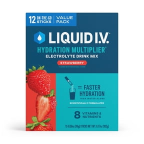 Liquid I.V. Strawberry Hydration Multiplier Powdered Electrolyte Drink Mix, 12 Count Packets