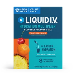 Liquid I.V. Tropical Punch Hydration Multiplier Powdered Electrolyte Drink Mix, 12 Count Packets