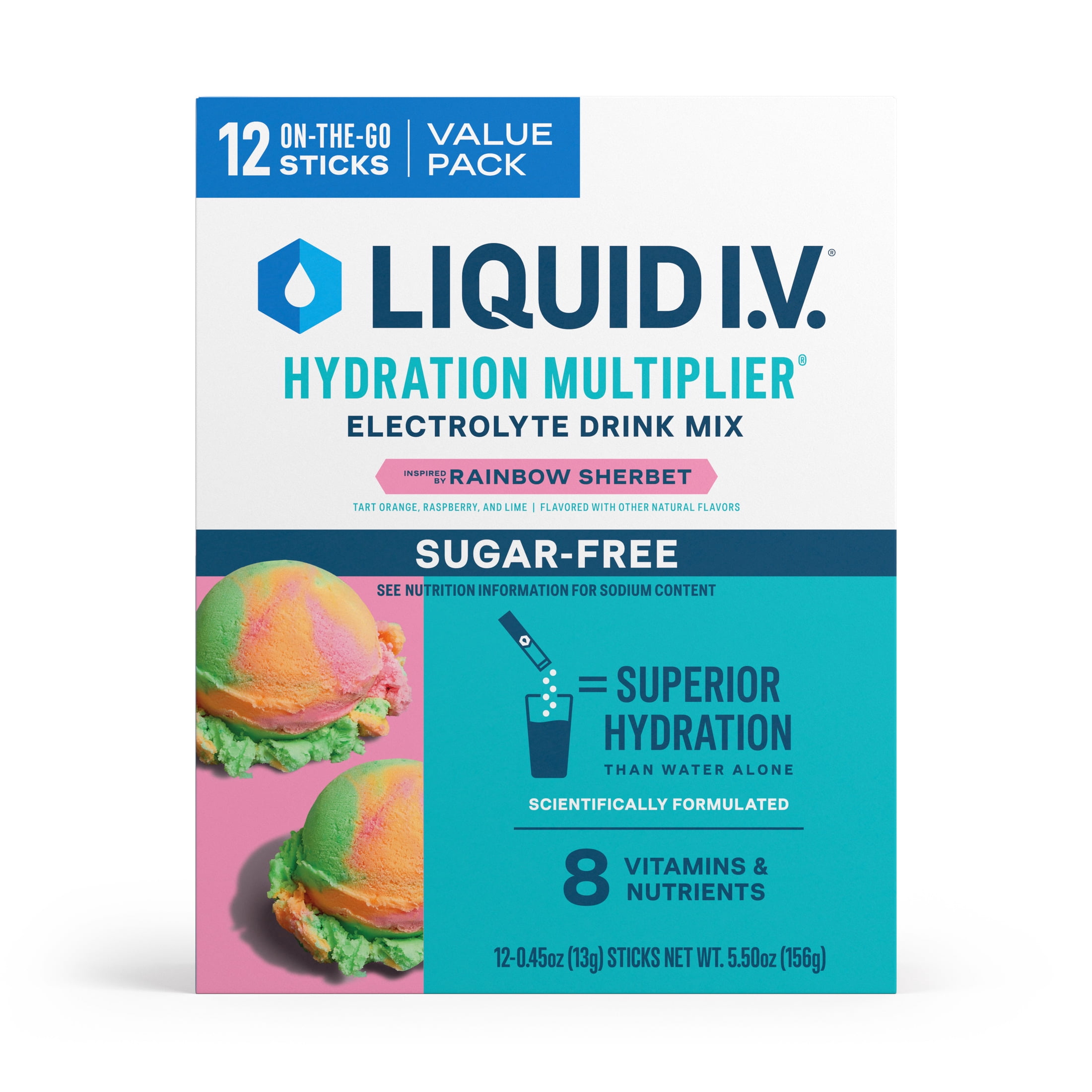 Liquid I.V.® Rainbow Sherbet Hydration Multiplier® Sugar-Free ...
