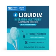 Liquid I.V.  Blue Cotton Candy Hydration Multiplier  Powdered Electrolyte Drink Mix, 18 Count Packets