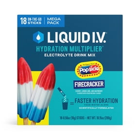 Liquid I.V. Popsicle Firecracker Hydration Multiplier Powdered Electrolyte Drink Mix, 18 Count Packets