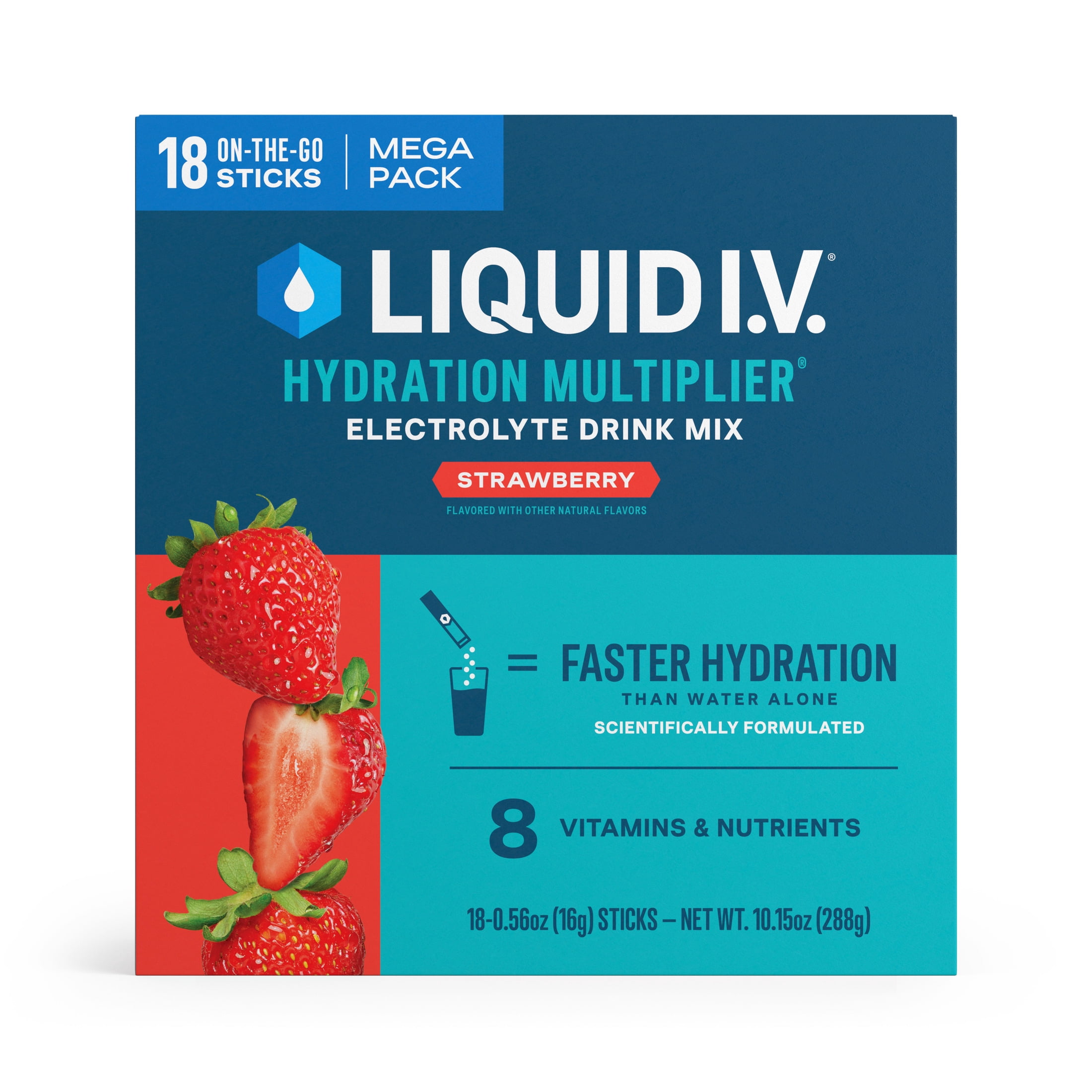 Liquid I.V.® Strawberry Hydration Multiplier® Powdered Electrolyte Drink Mix, 18 Count Packets