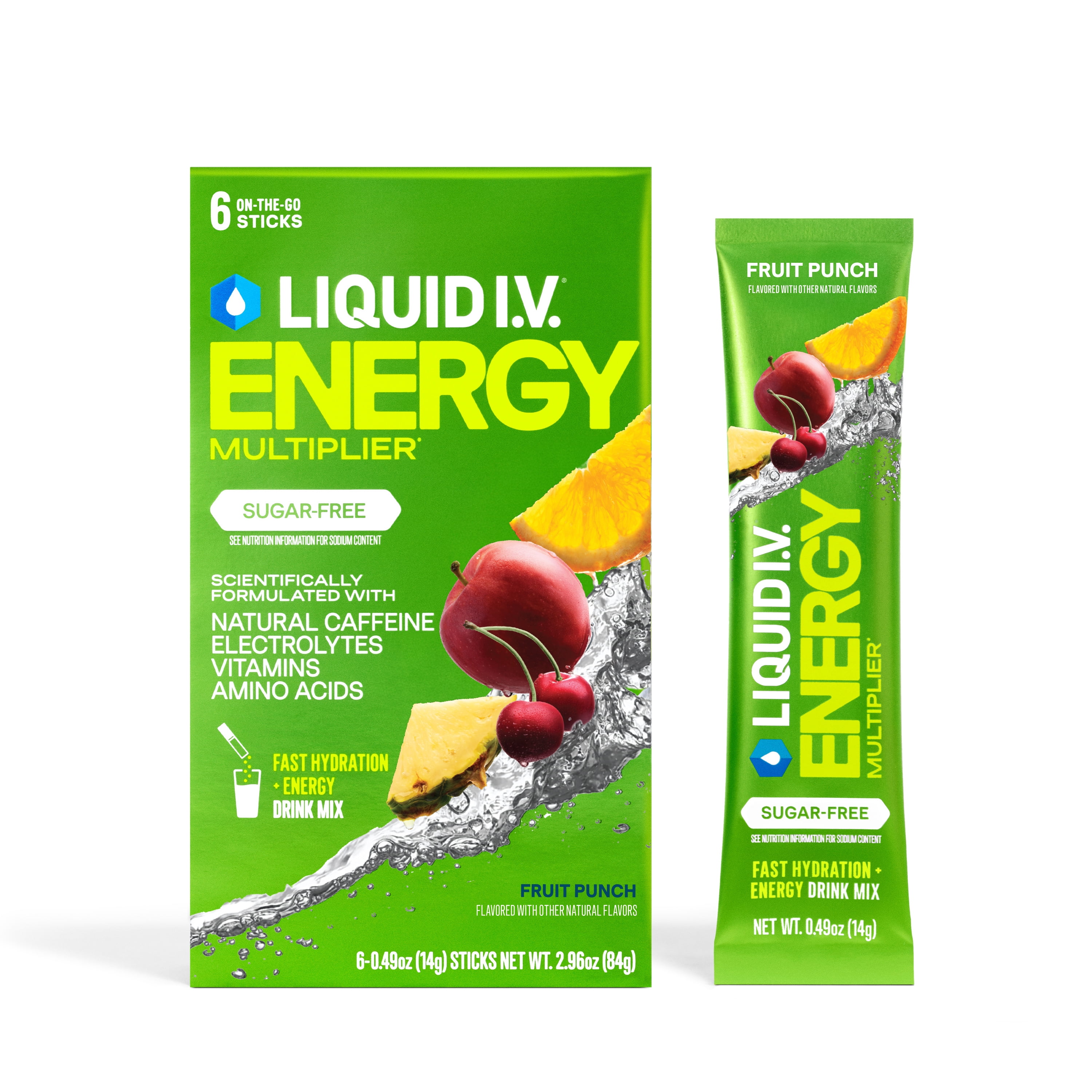 Liquid I.V.® Fruit Punch Sugar-Free Hydration Multiplier® +Energy ...
