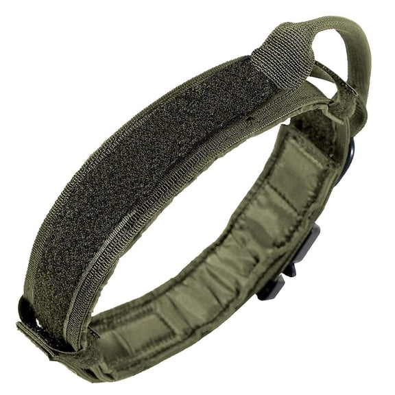 LIVABIT Heavy Duty Nylon Tactical Pet Dog Training Collar Handle Medium OD Green