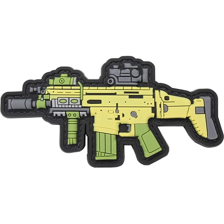 LIVABIT Scar Green Yellow PVC Rubber 3D Patch for Tactical Airsoft Cosplayer Badge Hook and Loop