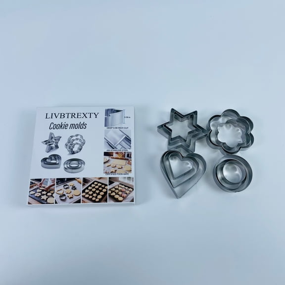 LIVBTREXTY Cookie molds,Metal Cookie Cutters - Heart, Flower, Round, Star Shapes