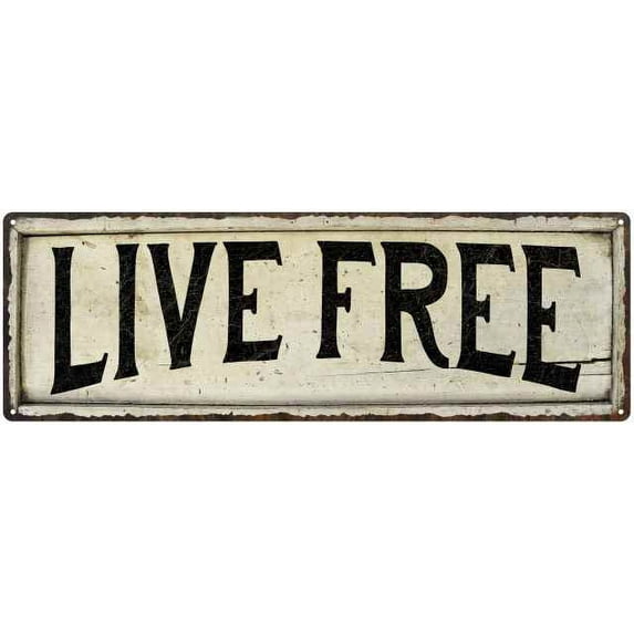 LIVE FREE Farmhouse Style Wood Look Sign Gift 6x18 Metal Decor 206180028217