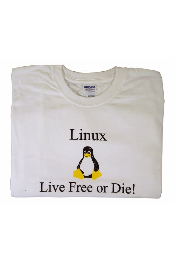 LIVE FREE OR DIE! Tux Linux Penguin T-Shirt Large