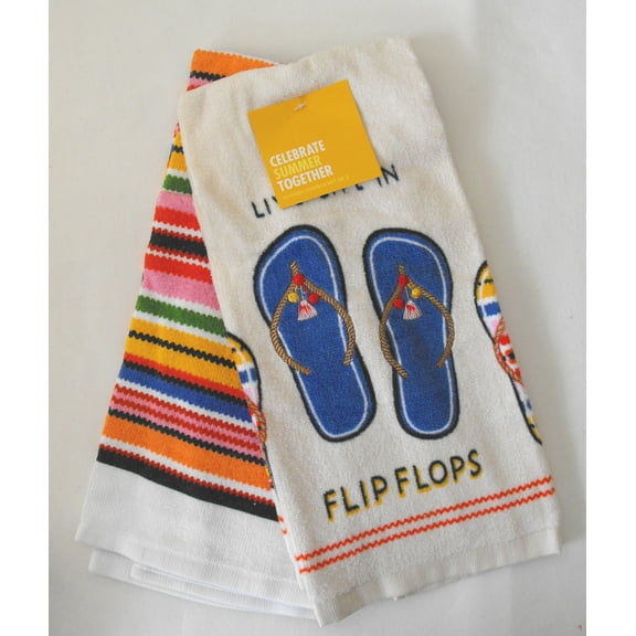 LIVE LIFE IN FLIP FLOPS - 2 PACK OF KITCHEN TOWELS