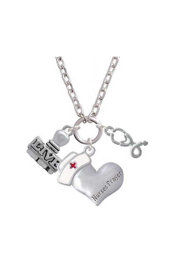 LIVE Stamp Nurse's Prayer Heart and Stethoscope Zoe Necklace