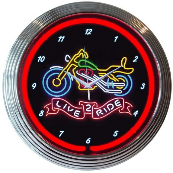 LIVE TO RIDE MOTORCYLE NEON CLOCK – 8LIVE2