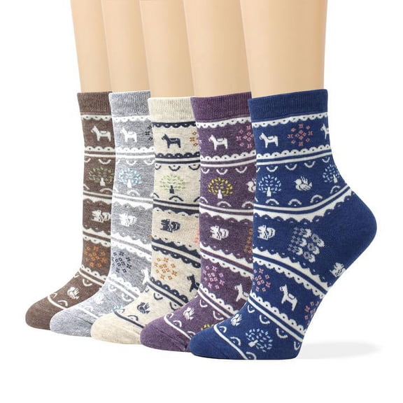 LIVEBEAR Women's 4/5 pack Cute Winter Funny Novelty Crew Socks Made In Korea