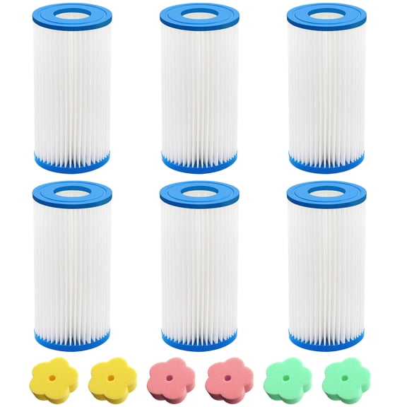 Generic Type III Pool Filter Cartridge, Compatible with Intx Type A/C, Bestway 58012, for Above-Ground Pool Filter Pump, 6 Pack