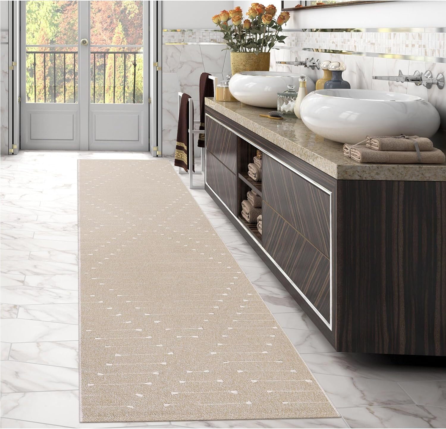 Lahome Boho Bathroom Runner Rug 2'x 8' Washable Rug Small Moroccan ...