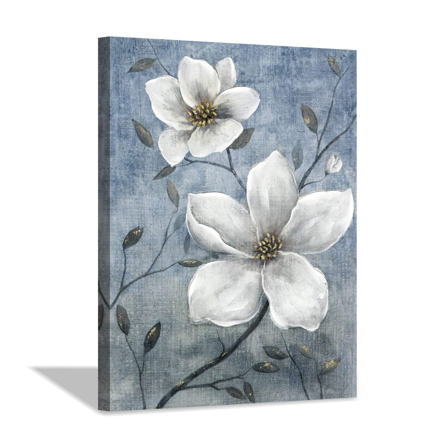 Canvas Wall Art for Living Room, White Magnolia Flower Painting Framed Wall  Art Printed Wall Artwork Modern Art Wall Decor for Bedroom Kitchen Office