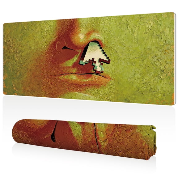 LIVEKEY Artistic Mouse Pad Ultra Large 80x40cm Pixel Cursor Oil Painting Design Non Slip Surface Full Desk Coverage Durable Easy Clean Sewn Edges for Gaming and Office