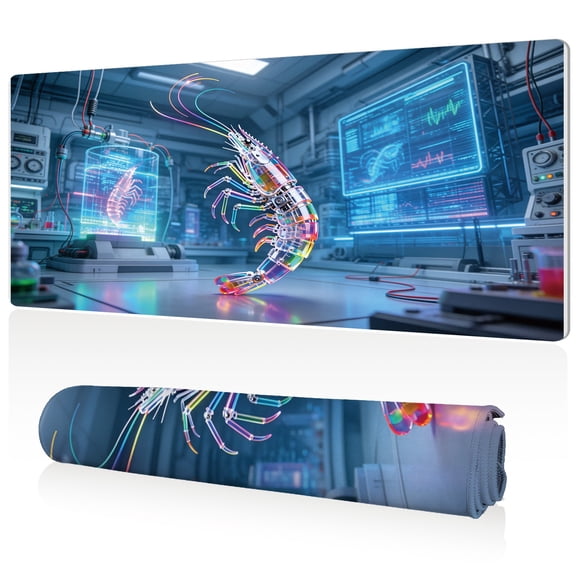 LIVEKEY Cyberpunk Shrimp Mouse Pad 80x40x0.3cm XL Gaming Pad with Olympics Medal Chart Design Full Desk Coverage Non Slip Durable Easy Clean Stitched Edges for Work and Play