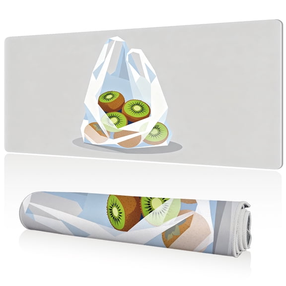 LIVEKEY Large Mouse Pad 80x40x0.3cm with Fresh Kiwifruit Slice Pattern Non Slip Full Desk Coverage Durable Easy to Clean Stitched Edges for Gaming and Office