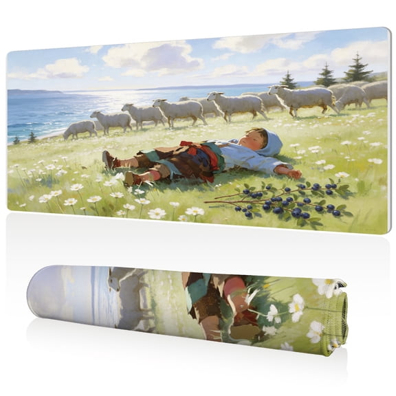 LIVEKEY Love Beloved Health Mouse Pad XXL 80x40cm Large Desk Mat Full Coverage Non Slip Durable Easy Clean Stitched Edges for Gaming and Office Use with Shepherd Boy Design