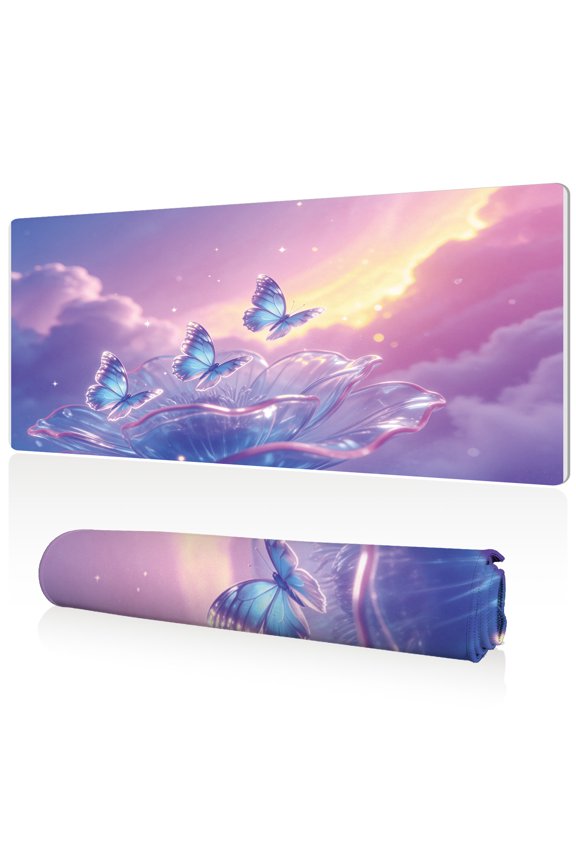 Mouse Pad 80x40cm Extra Large Non Slip Stitched Durable Easy Clean Yellow Stars Hearts Glitter Pattern for Gaming Office
