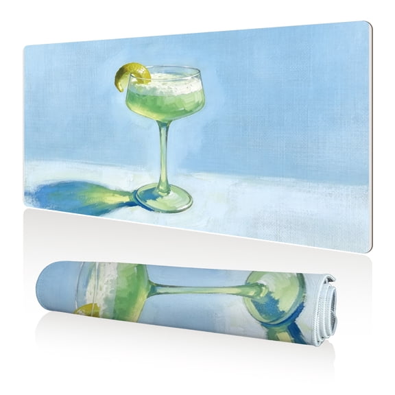 LIVEKEY Mouse Pad 80x40cm Extra Large Non Slip Stitched Durable Easy Clean Green Cocktail Lime Art for Gaming Office