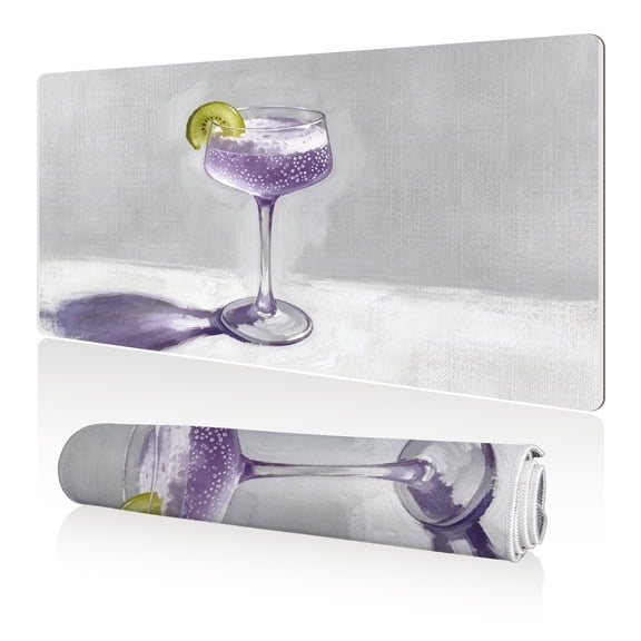 LIVEKEY Mouse Pad 80x40cm Extra Large Non Slip Stitched Durable Easy Clean Purple Drink with Kiwi Fruit Artistic Painting for Gaming Office