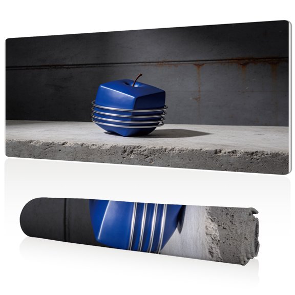 LIVEKEY Mouse Pad 80x40x0.3cm Blue Apple Design Extra Large Full Desk Coverage Non Slip Surface Durable Easy Clean Stitched Edges for Gaming and Office Use