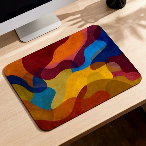 LIVEKEY Mouse Pad Durable Easy Clean Anti Slip Stitched Edge Vibrant Abstract Art Design for Gaming and Office Desk 26x21cm