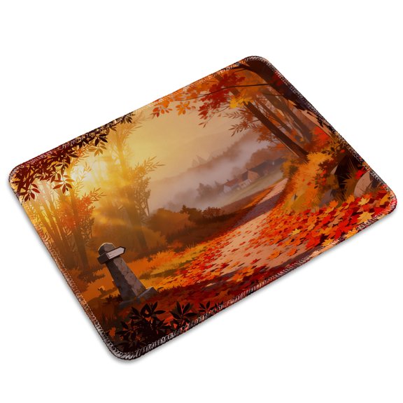 LIVEKEY Mouse Pad Durable Easy Clean Custom Logo Non Slip Sewn Edges Autumn Forest Path Design for Gaming and Office Desk 26x21cm