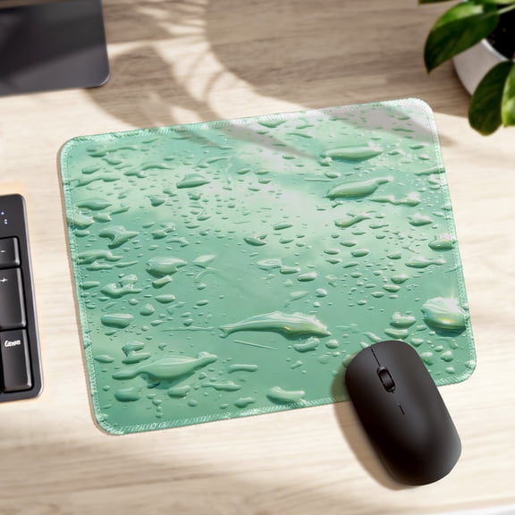 LIVEKEY Mouse Pad Durable Easy Clean Non Slip Sewn Edge Fresh Water Droplets Pattern for Gaming and Office Desk 26x21cm