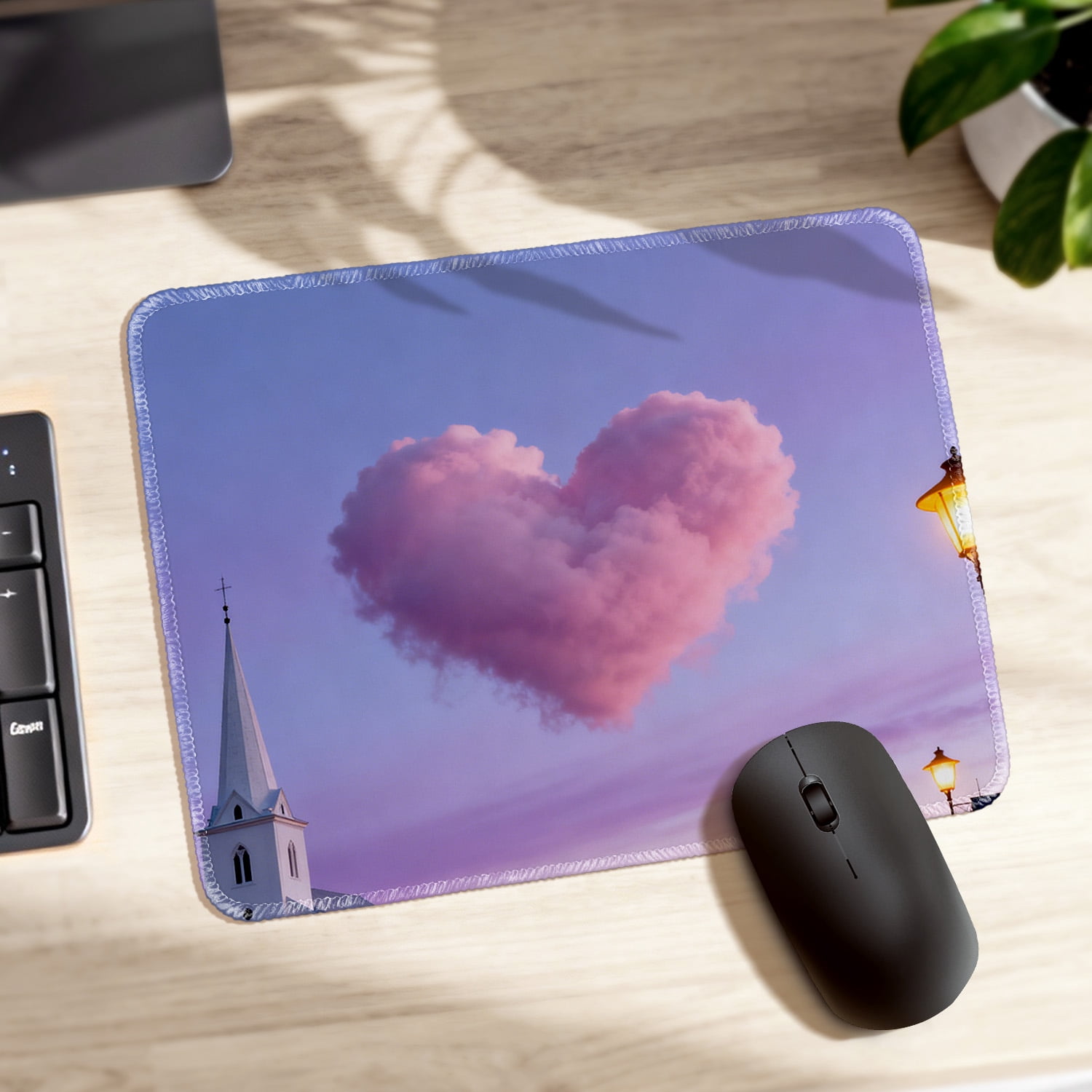LIVEKEY Mouse Pad Durable Easy Clean Non Slip Stitched Edge Heart ...