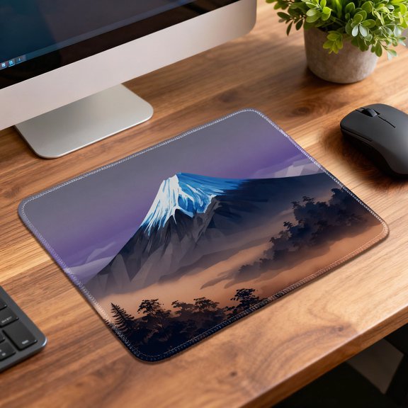 LIVEKEY Mouse Pad Durable Easy Clean Non Slip Stitched Edge Mount Fuji Landscape Art for Gaming and Office Desk 26x21cm
