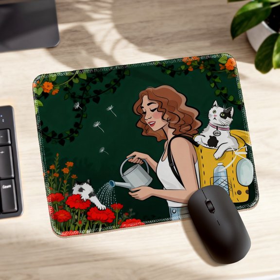 LIVEKEY Mouse Pad Durable Easy Clean Non Slip Stitched Edge with Emotional Text Art Design for Gaming and Office Desk 26x21cm