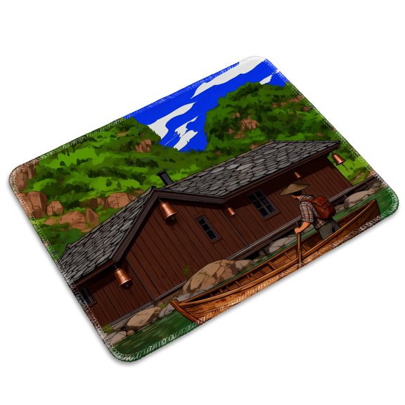 LIVEKEY Mouse Pad Durable Easy Clean Non Slip Stitched Edge with Serene Mountain Lake Rower Art for Gaming and Office Desk 26x21cm