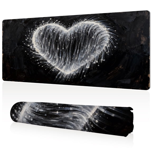 LIVEKEY Mouse Pad Durable Easy Clean Ultra Large 80x40x0.3cm Full Desk Coverage Sparkling Heart Art Design for Gaming and Office Desk Mat